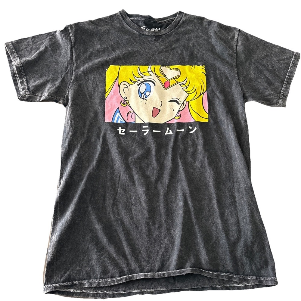 Sailor Moon Graphic T-shirt size Small gray short slv tee front & back graphics